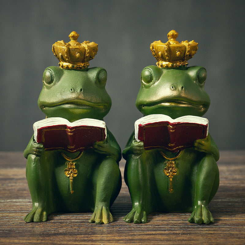 Home Living Room Desktop Frog Book Leaning Ornaments