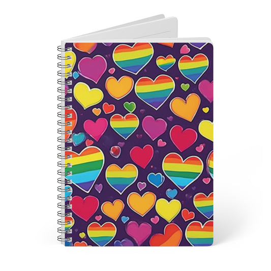 Introducing our gloss, LGBTQ heart pattern laminated notebook, where sophistication meets functionality. Crafted with meticulous attention to detail, this notebook is designed to elevate your note-taking experience to new heights.