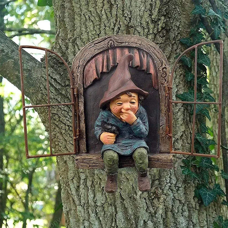 Garden Women's Dwarf Window Turning Dwarf Ornaments
