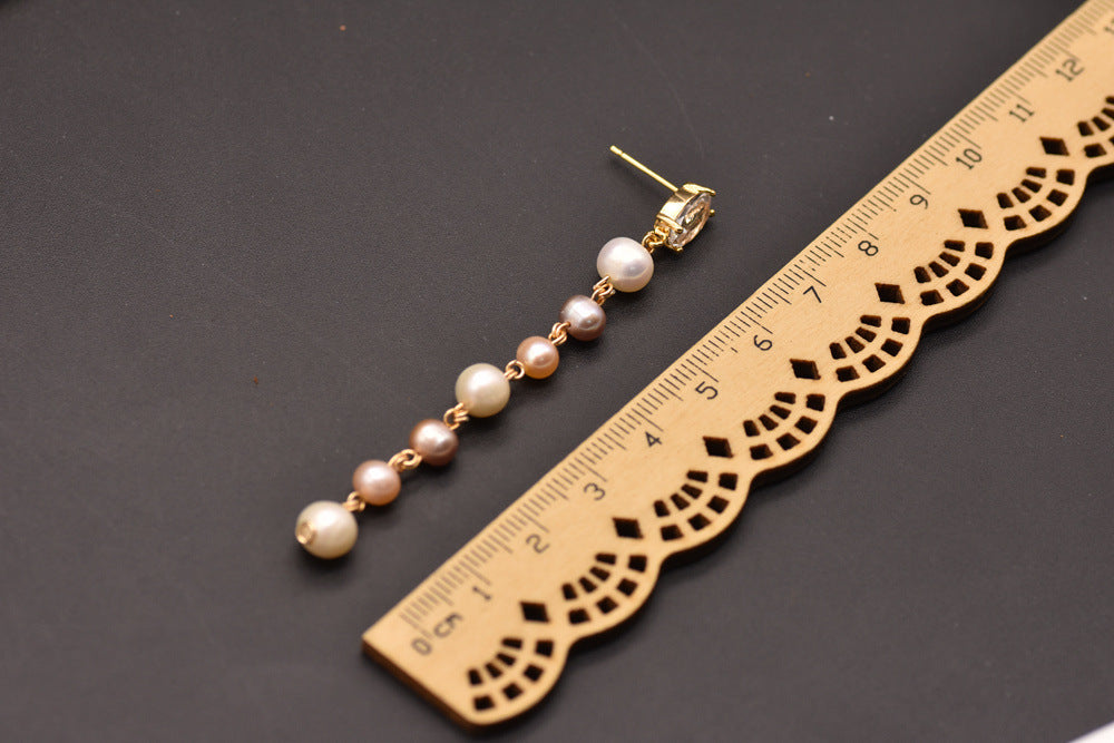 GLSEEVO High Quality Water Pearl Long Minimalist Earrings For Women Girl Birthday Party Original Design Jewellery GE0839