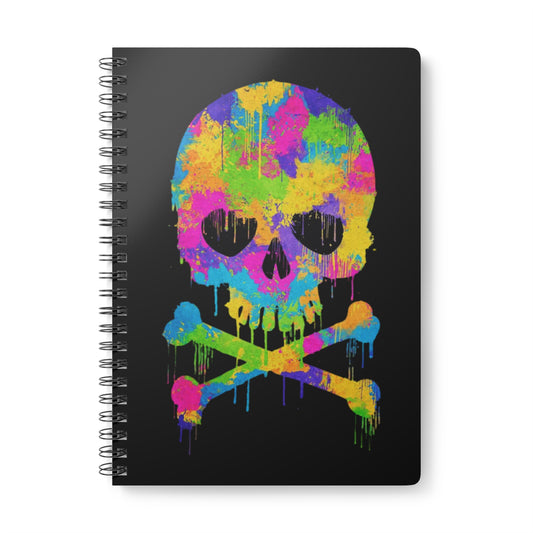 Colourful Skull Black A5 Notebook
