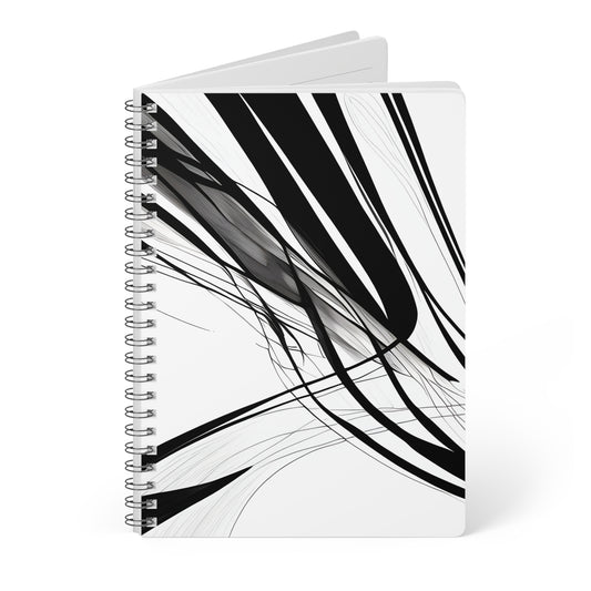 Introducing our gloss, black and white, abstract laminated notebook, where sophistication meets functionality. Crafted with meticulous attention to detail, this notebook is designed to elevate your note-taking experience to new heights.