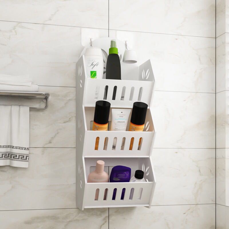 Bathroom Storage Waterproof Wall Storage Rack Punch-free