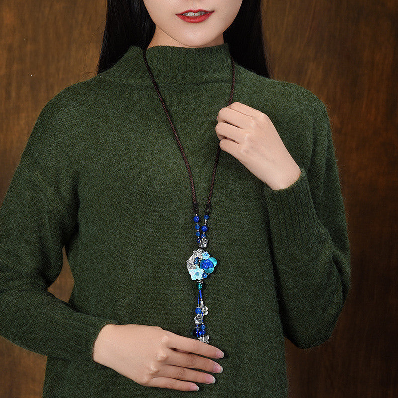 Sweater Chain Fashion Jewelry Shell Flower Vintage Necklace