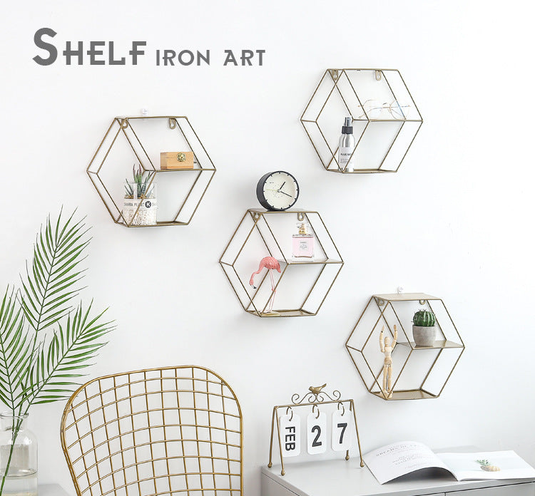 Nordic style iron ornaments living room hexagon