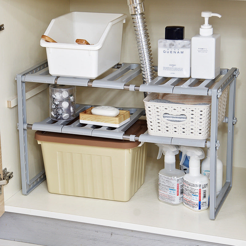 Retractable Kitchen Multi-layer Storage Rack Floor Storage