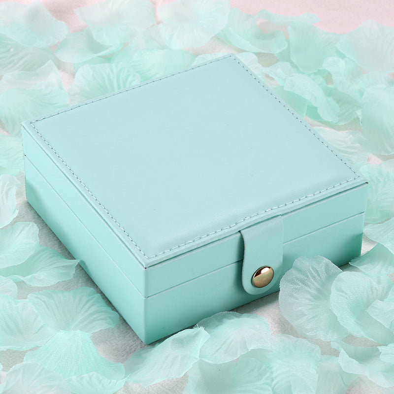 Jewelry Storage Box Square Portable Jewelry Box PU Leather Ring Bracelet Finishing Box