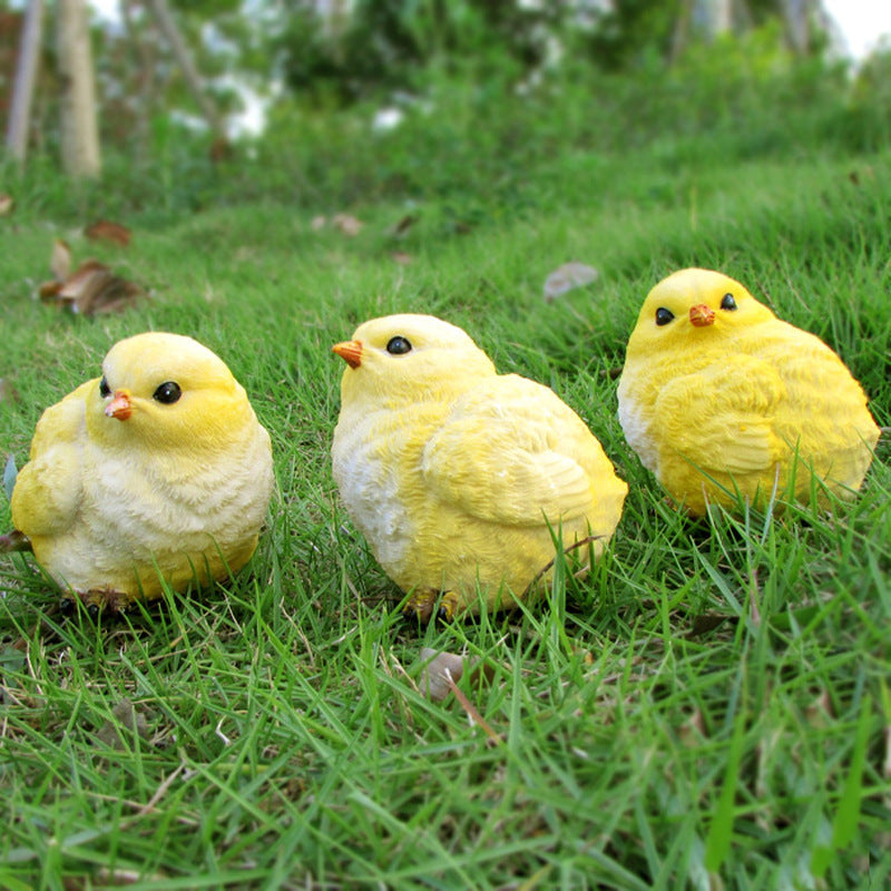 Garden Grass Simulation Chick Ornaments Resin Crafts