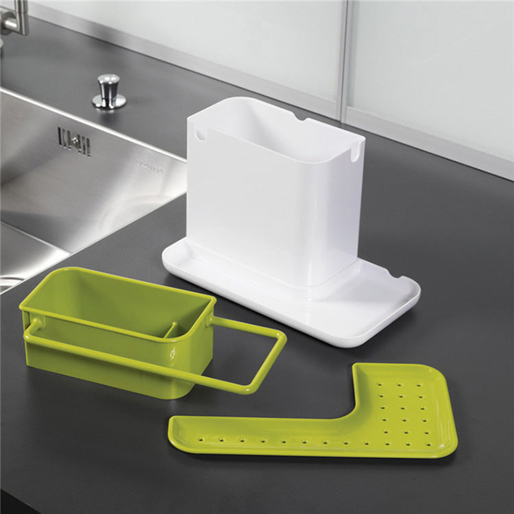 Cleaning supplies storage drain storage rack