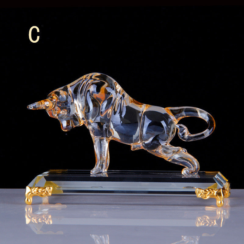 Glass Crystal Cow-shaped Living Room Ornaments