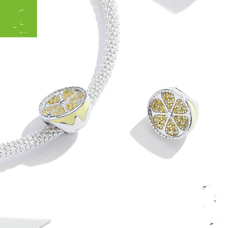Sterling Silver Lemon Beaded Creative Fruit Dripping Jewelry