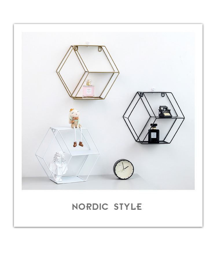 Nordic style iron ornaments living room hexagon