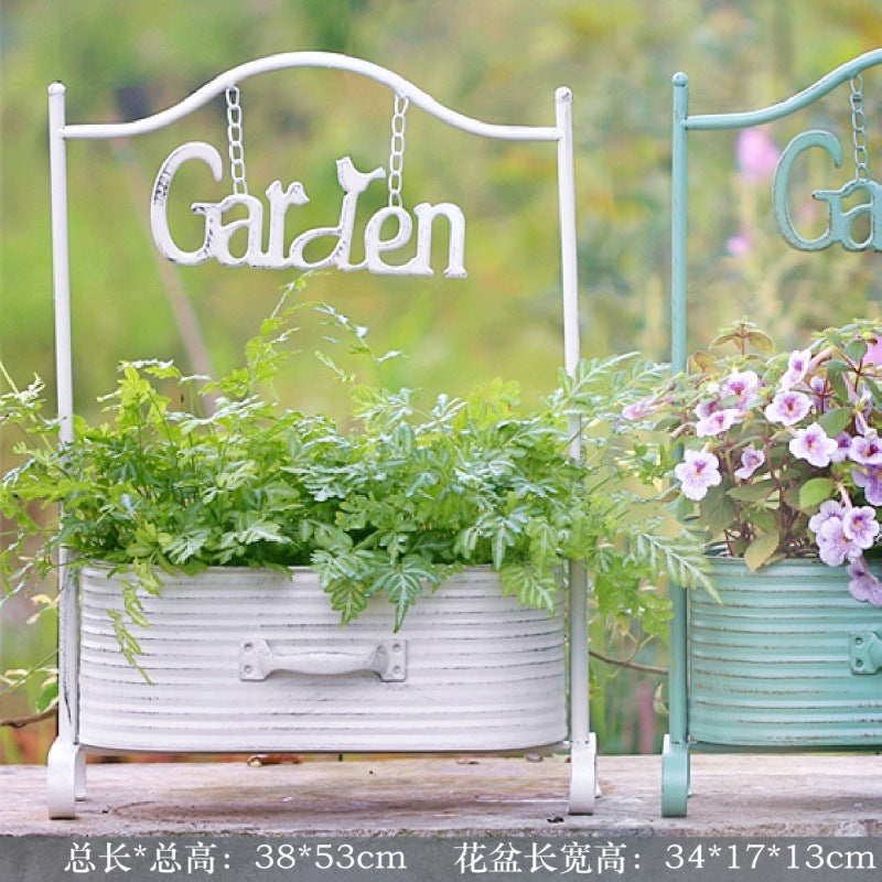 Outdoor Courtyard Iron Flower Basket Decoration Garden Ornaments