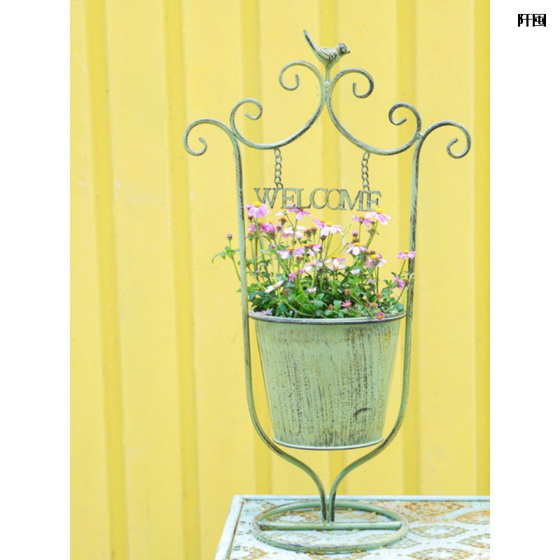 Outdoor Courtyard Iron Flower Basket Decoration Garden Ornaments