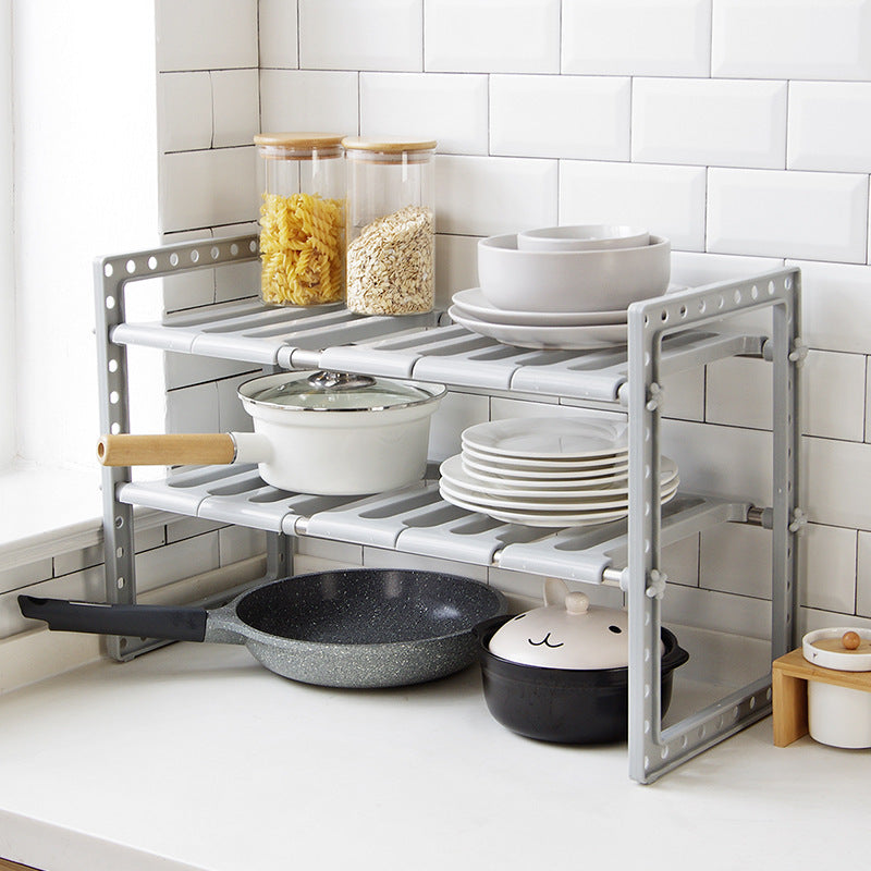 Retractable Kitchen Multi-layer Storage Rack Floor Storage