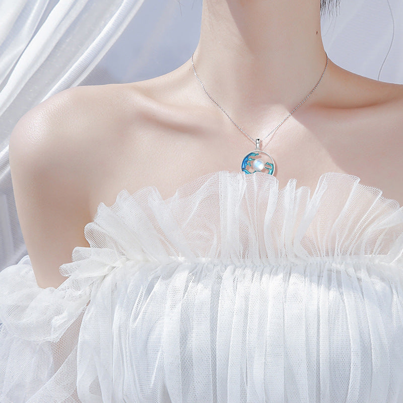 Silver Necklace Women's Sea Moon Chinese Style Jewelry