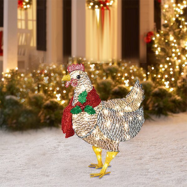 Light Chicken Christmas Scarf Garden Decoration Ornaments