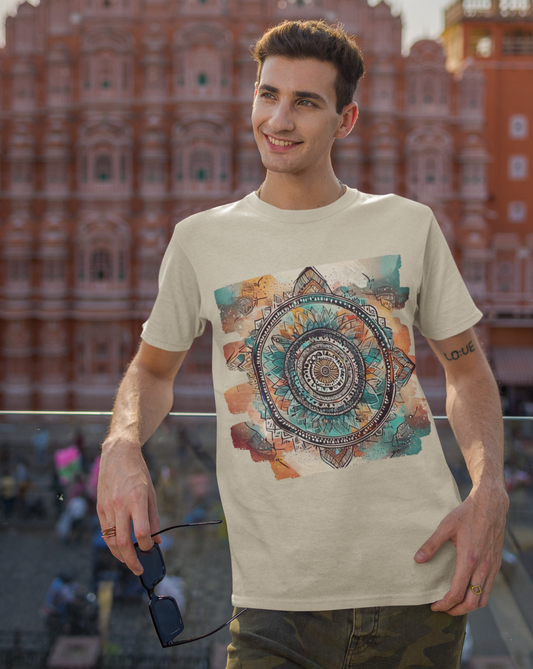Here is our boho style brush print t-shirt, a dynamic blend of bohemian style and unbeatable comfort. Crafted for ultimate comfort, this unisex soft-style t-shirt redefines casual wear. Made from luxuriously soft materials, the tee boasts 100% ring-spun cotton for solid colours, providing a blend of comfort and durability. 