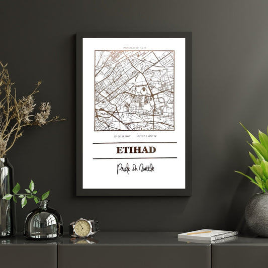 Etihad Foil Map Print, Manchester City