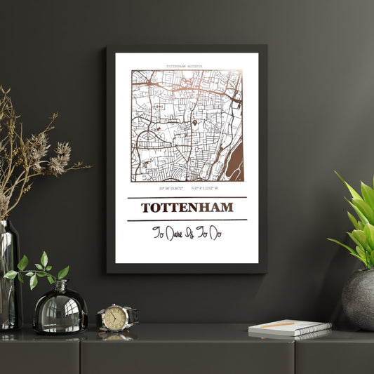 Tottenham Hotspur Foil Map Print, Tottenham