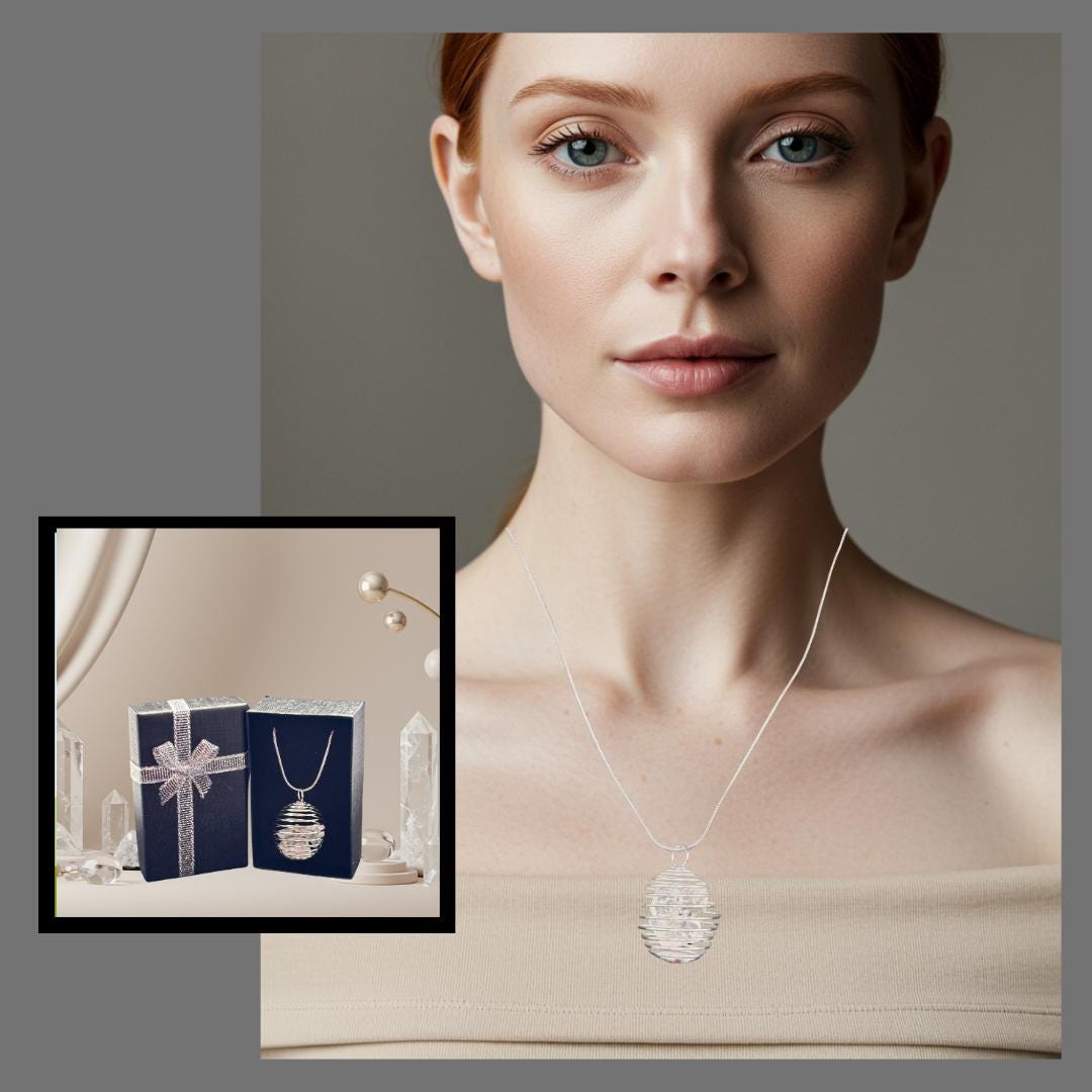 Clear Quartz Spiral Cage Necklace