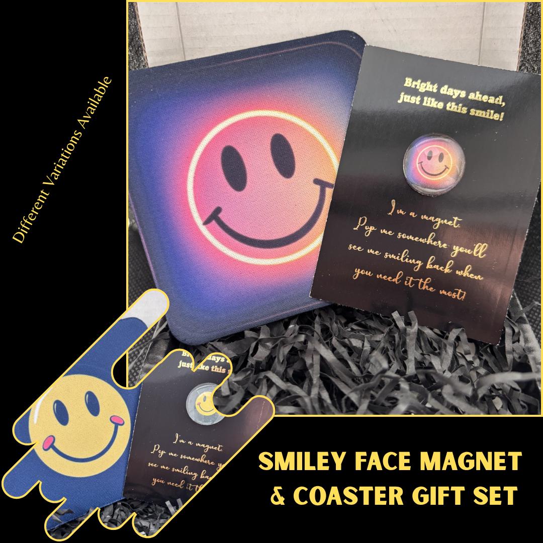 Smiley Face Magnet & Coaster Gift Set