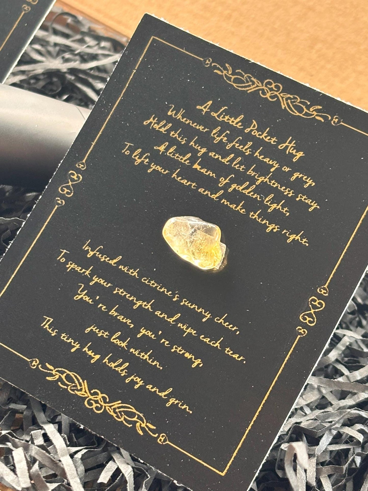 Sympathy Gift Set with Citrine Pocket Hug & Faux Rose