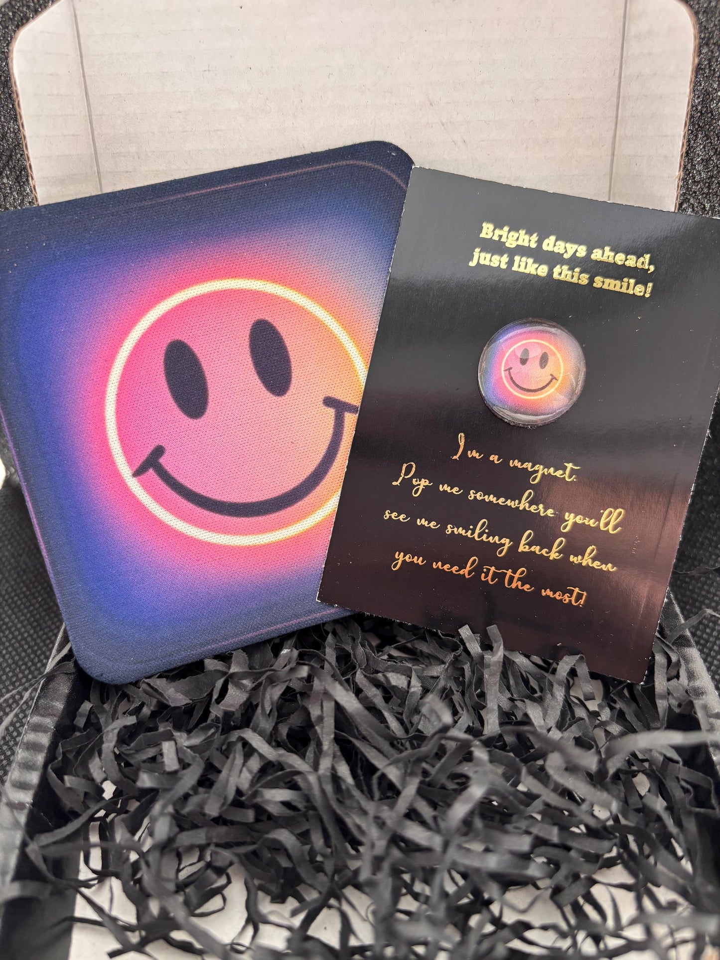 Smiley Face Magnet & Coaster Gift Set