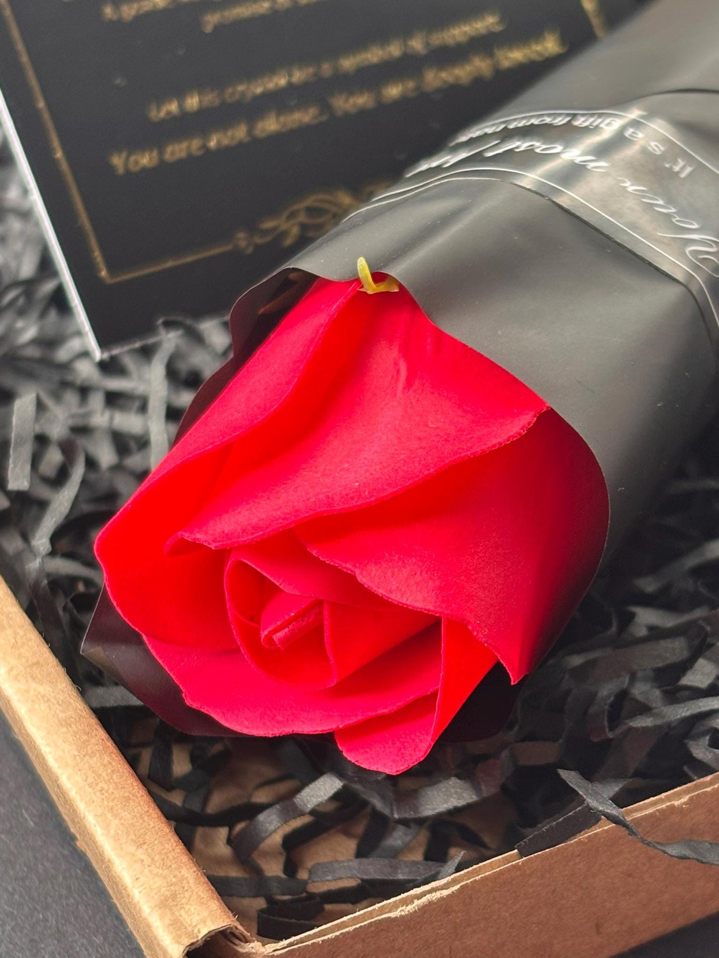 Sympathy Gift Set with Citrine Pocket Hug & Faux Rose