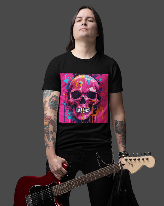 Presenting our pink dripping skull design t-shirt: a perfect fusion of urban flair and unparalleled comfort. Crafted for ultimate comfort, this unisex soft-style t-shirt redefines casual wear. Made from luxuriously soft materials, the tee boasts 100% ring-spun cotton for solid colours, providing a blend of comfort and durability. 