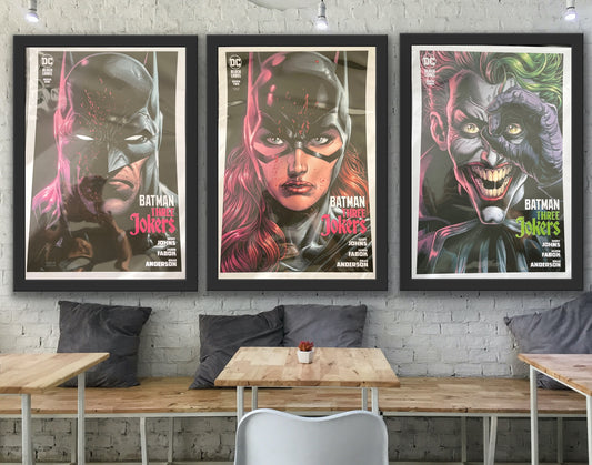 Set of 3 Joker Black Label Prints, Batman, Catwoman, Three Jokers Edition Comic Cover Prints
