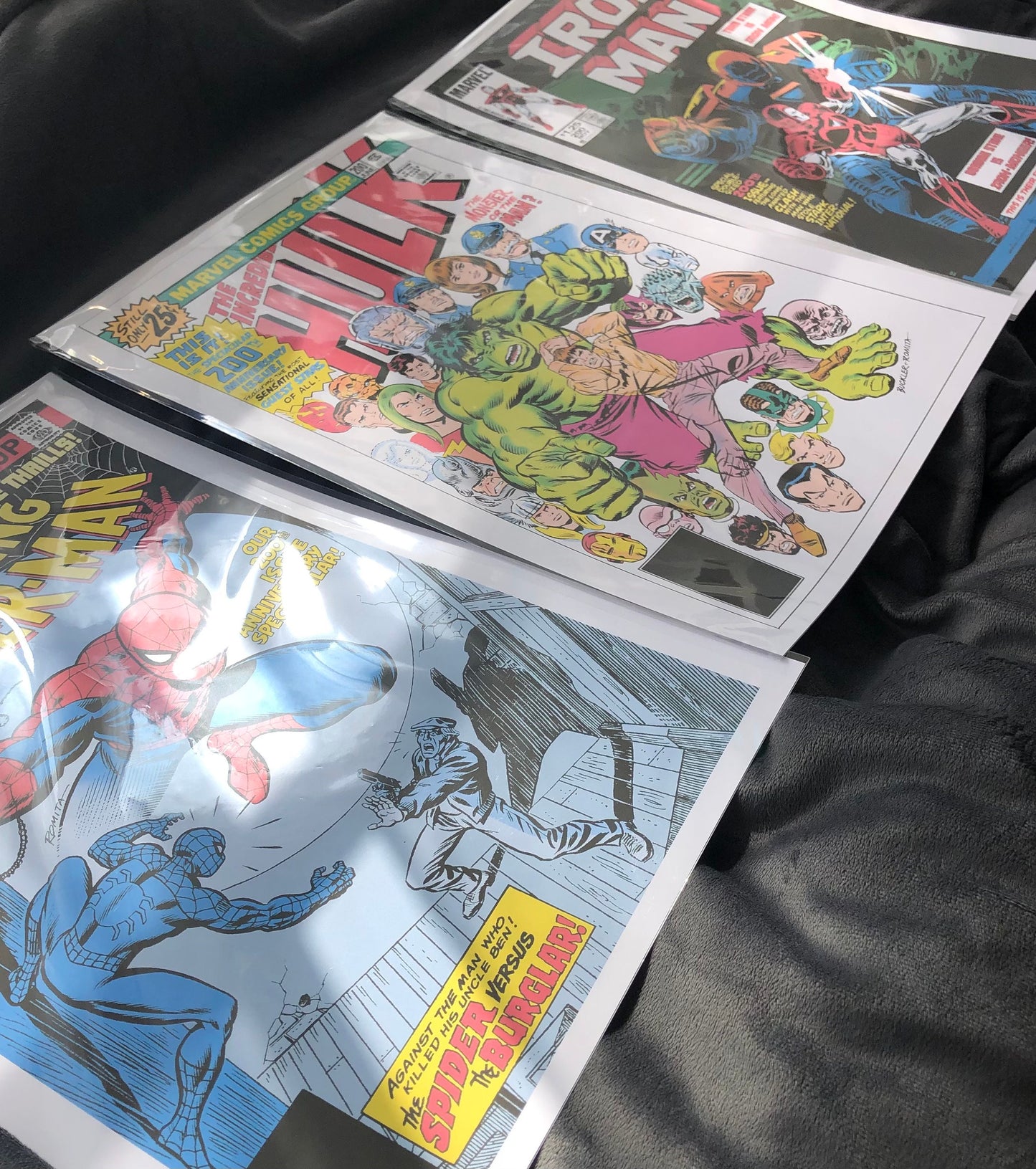 Set of 3, 200th Edition Superhero Comic Cover Prints