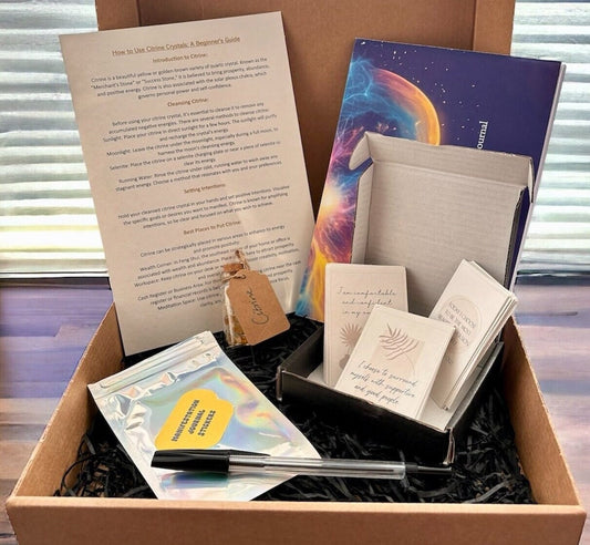 Our Manifestation and Self-Care Gift Set is a thoughtful collection designed to inspire positive energy, foster self-reflection, and enhance your well-being. Elevate your self-care routine and embark on a journey of personal growth with this carefully curated ensemble.