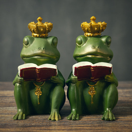 Home Living Room Desktop Frog Book Leaning Ornaments