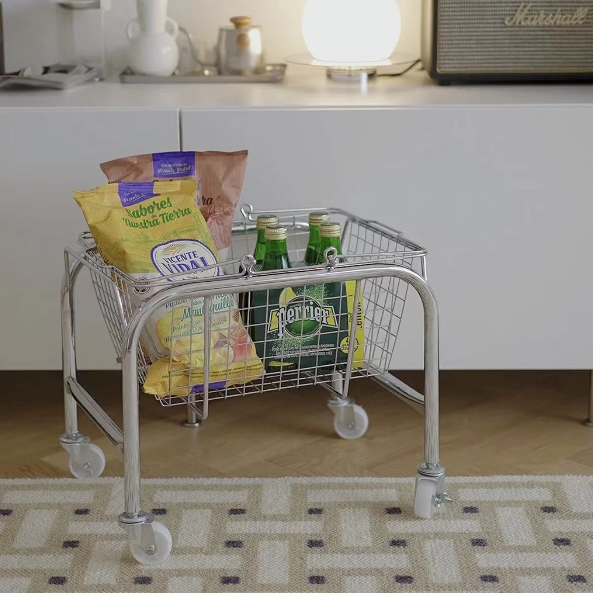 Snack Trolley Large Storage Bedside Floor Storage Rack