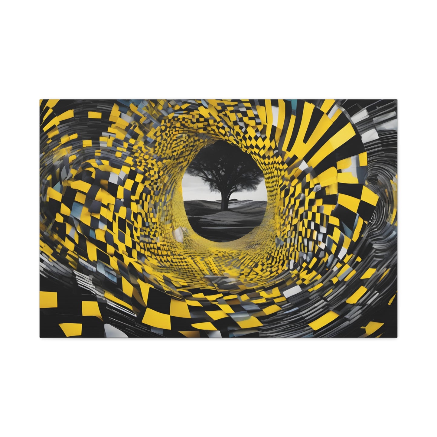 Yellow and Black Tunnel Abstract Canvas Print