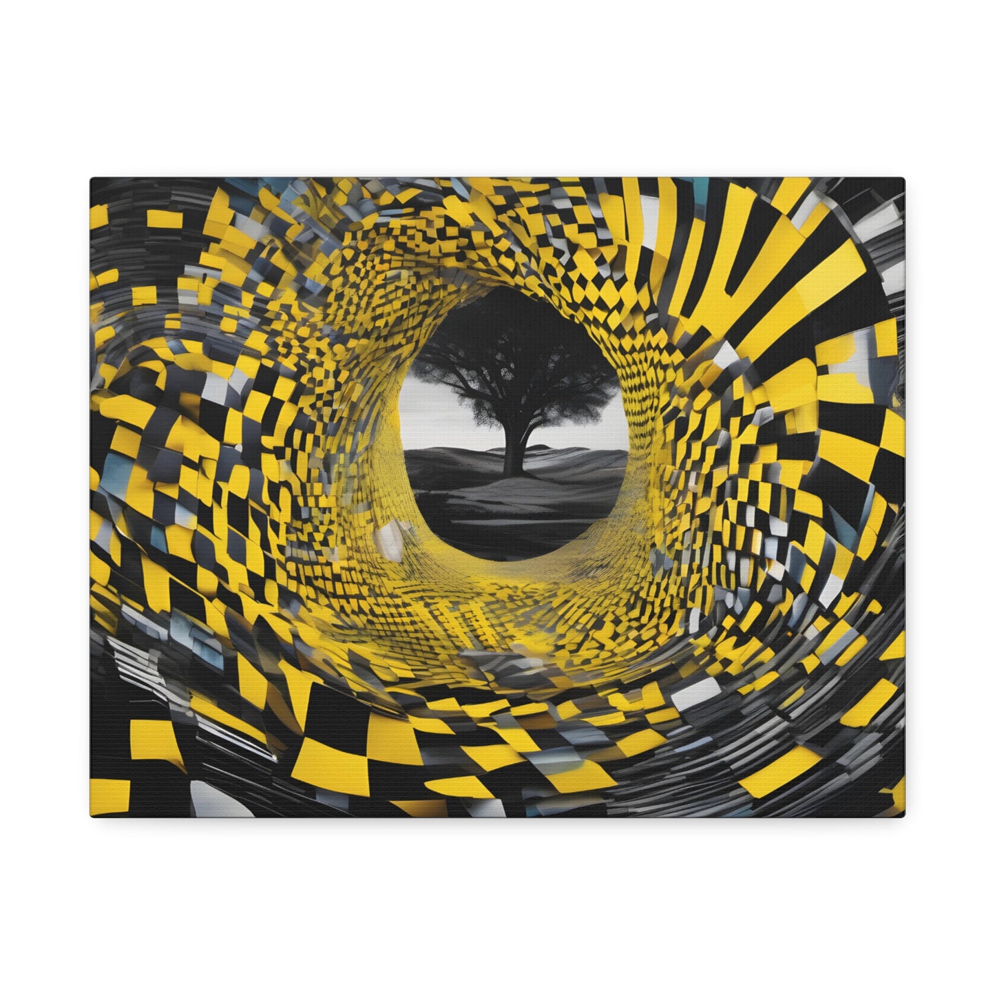 Yellow and Black Tunnel Abstract Canvas Print