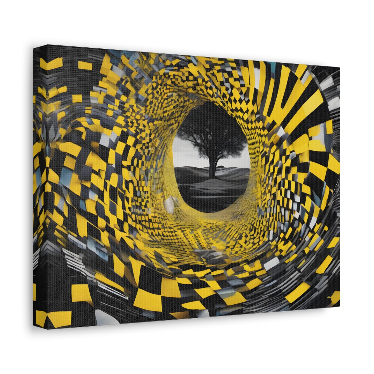 Yellow and Black Tunnel Abstract Canvas Print