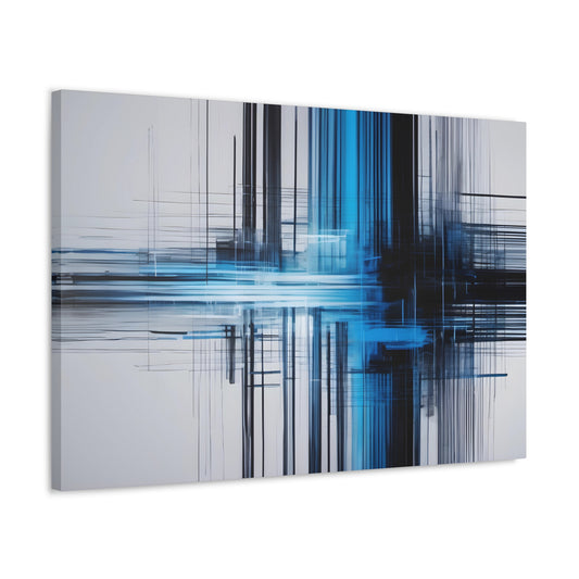 Black and Blue Abstract Canvas Print