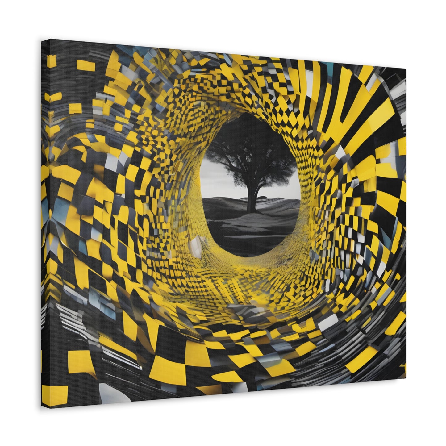 Yellow and Black Tunnel Abstract Canvas Print