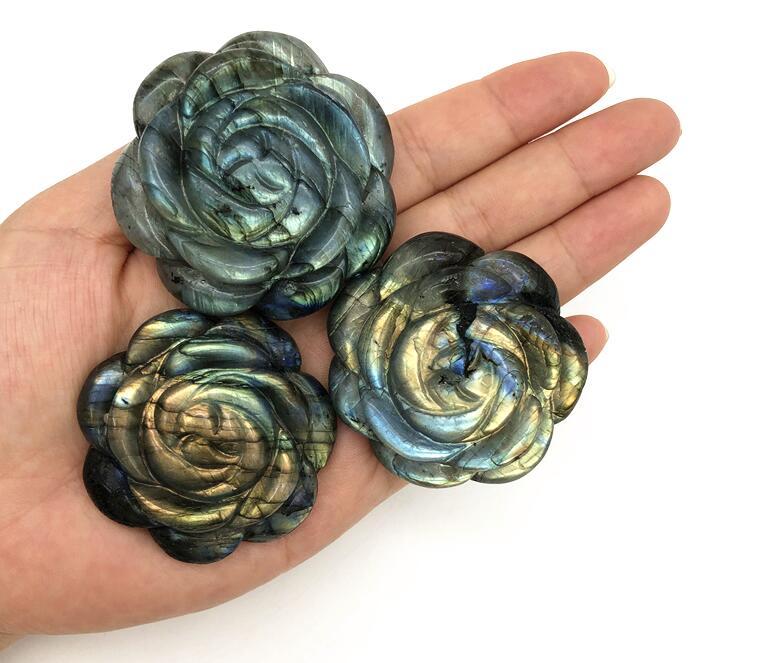 Natural Rose Flower Rough Stone Hand Carved Jewelry