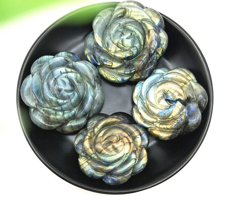 Natural Rose Flower Rough Stone Hand Carved Jewelry