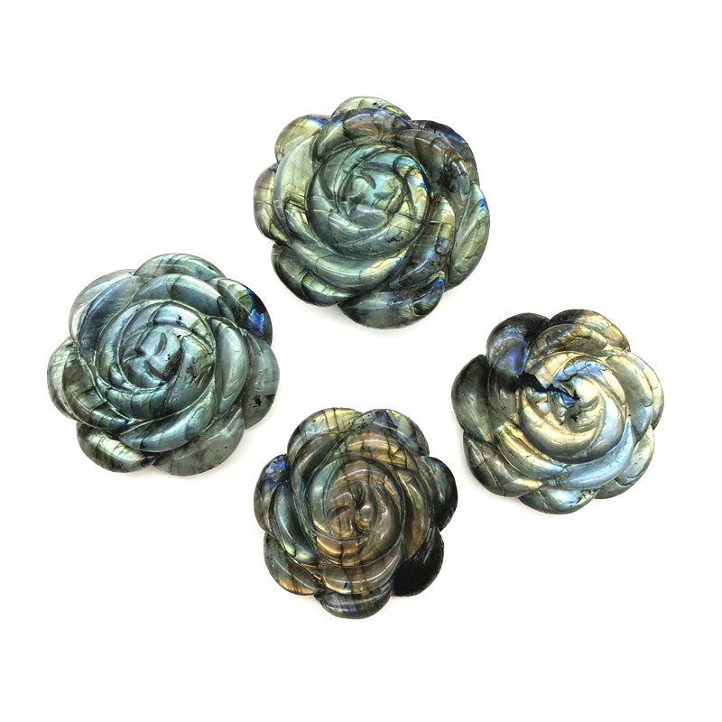 Natural Rose Flower Rough Stone Hand Carved Jewelry