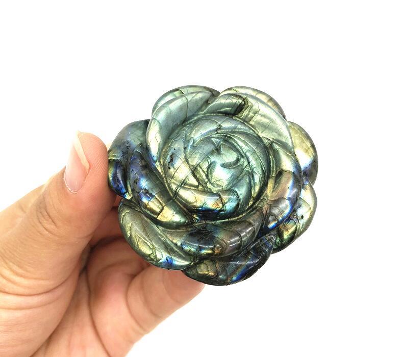 Natural Rose Flower Rough Stone Hand Carved Jewelry