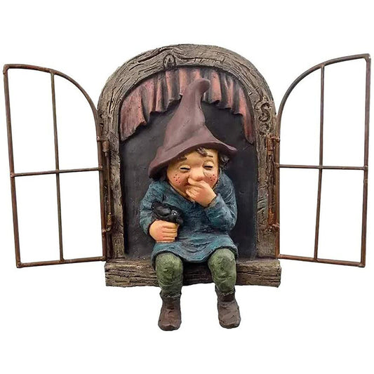 Garden Women's Dwarf Window Turning Dwarf Ornaments