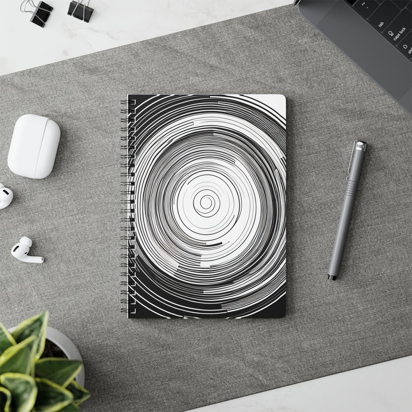 Black and White Abstract Circle A5 Notebook