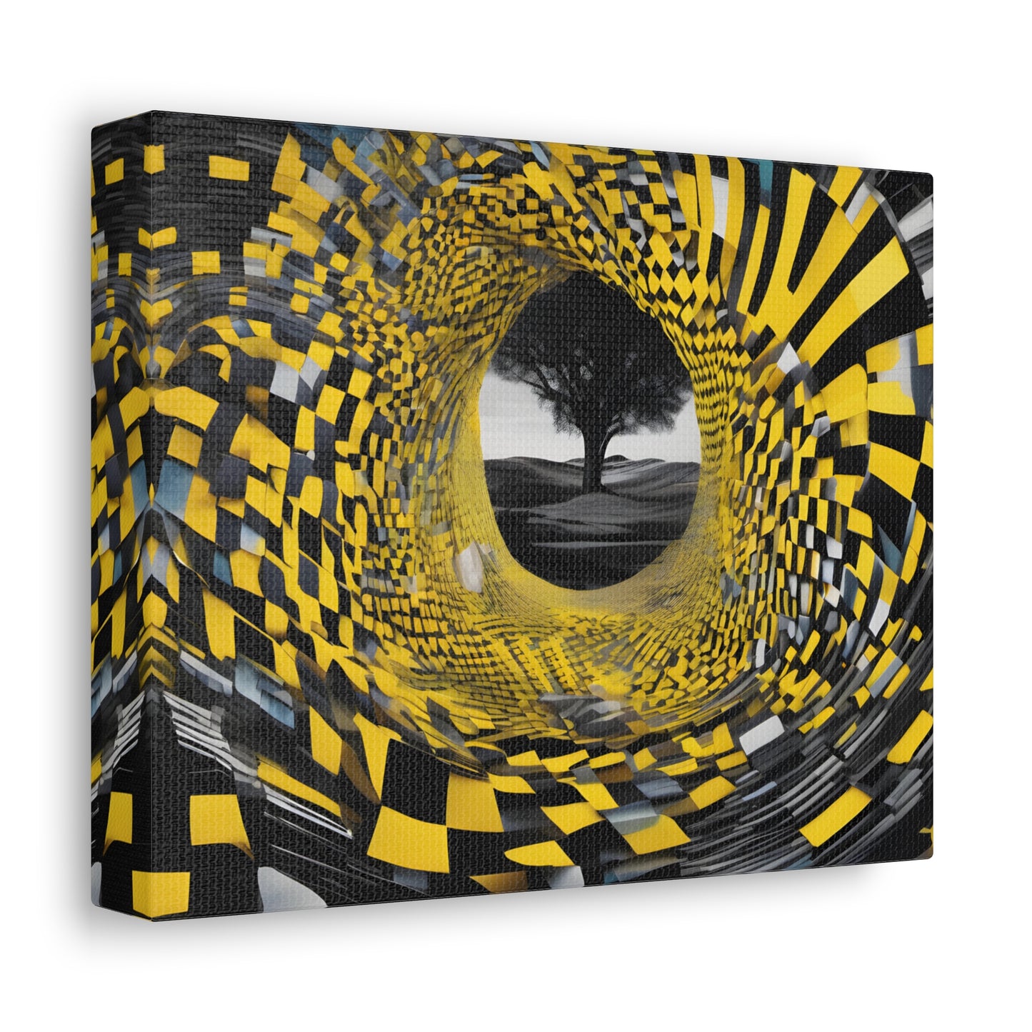 Yellow and Black Tunnel Abstract Canvas Print