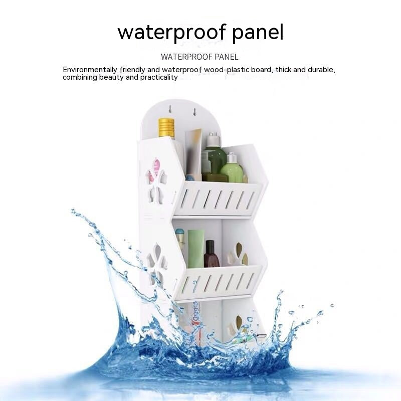 Bathroom Storage Waterproof Wall Storage Rack Punch-free