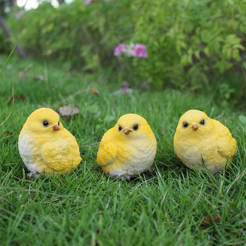 Garden Grass Simulation Chick Ornaments Resin Crafts