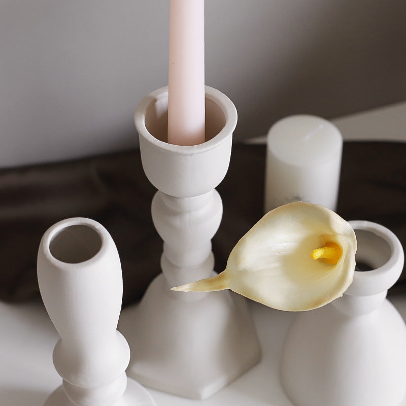 Living Room Plain Ceramic Vase Candle Holder Ornaments